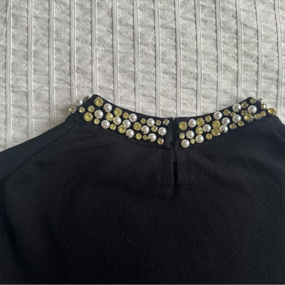 ANN TAYLOR size SMALL black sweater w jewel and pearl collar - Picture 10 of 11
